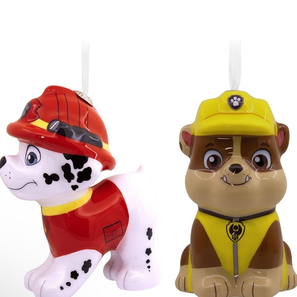 Hallmark Paw Patrol Marshall and Rubble Decoupage Christmas Ornaments, Set of 2 - Picture 2 of 6